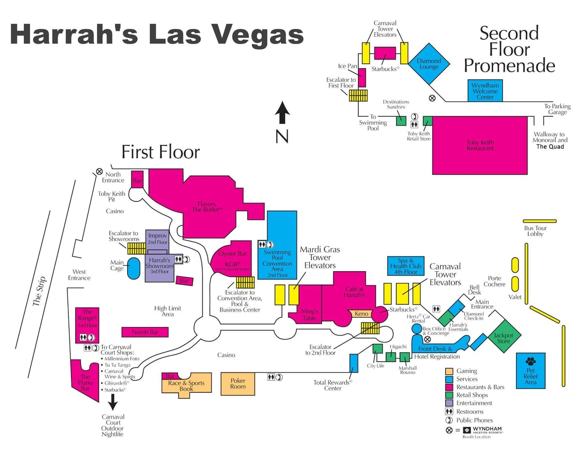 แผนที่ของ Harrah เป็นลาสเวกัส