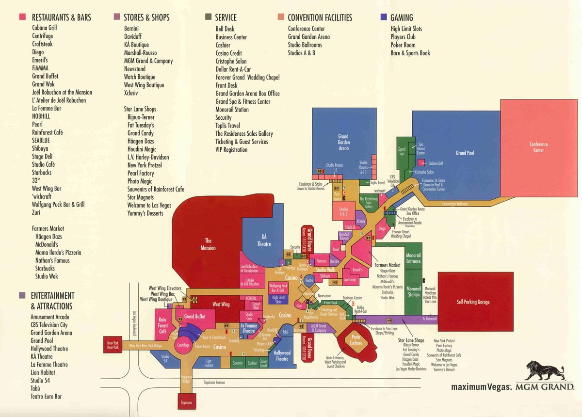 แผนที่ของ MGM แกรนด์ลาสเวกัส